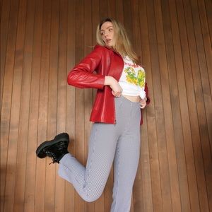 Cherry Red Leather Jacket